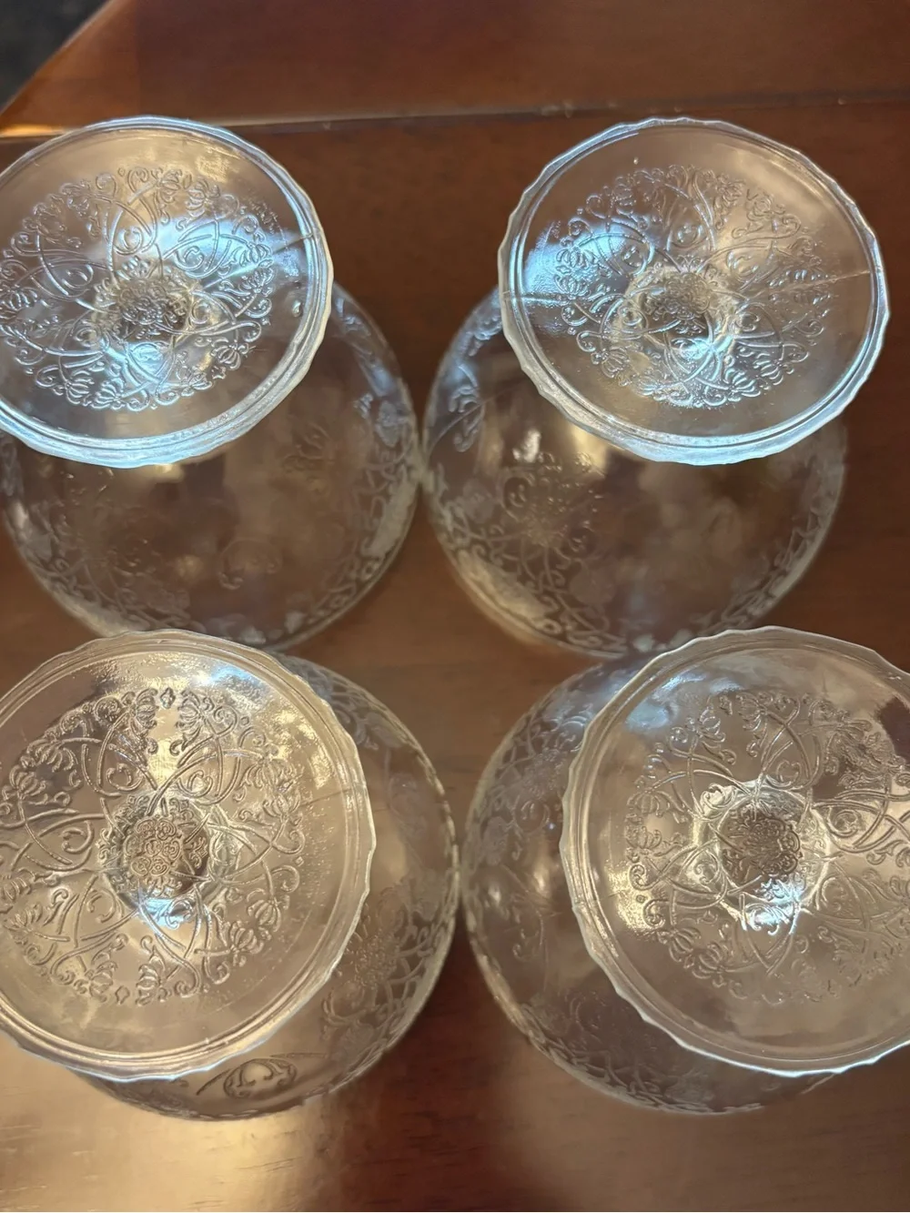 Hazel Atlas Florentine #1 Clear Glass Sherbet Dishes set of 4 Depression Glass